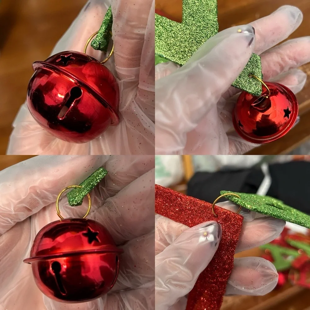 Falalalala Red And Green Glittery Hanging Ornaments - Set Of Two - “Dasher”